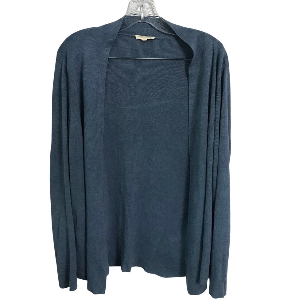Eileen Fisher Cardigan Large Womens Sweater Long Sleeve Blue Light Weight L